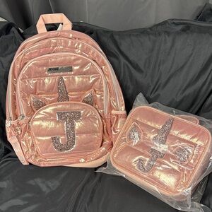 Justice Shimmering Pink Backpack and Lunchbox Set
